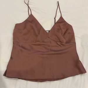 NWT Abercrombie & Fitch V-Neck Satin Cami- Dusty Rose XS
